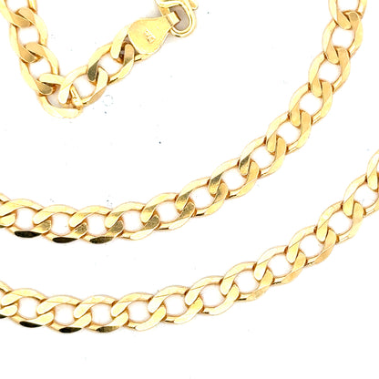 9ct yellow gold curb chain weighing 14.7g, featuring classic design with polished links, unbranded jewelry accessory.