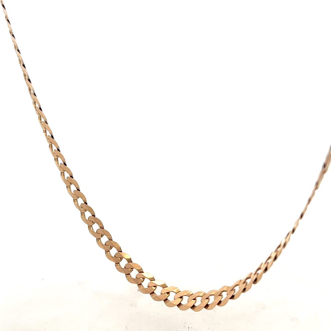 9ct yellow gold curb chain with a 14.7g weight, featuring a classic linked design and polished finish.