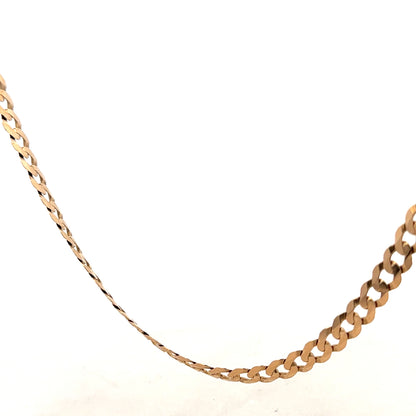 9ct yellow gold curb chain weighing 14.7g, featuring classic linked design, unbranded jewelry piece.