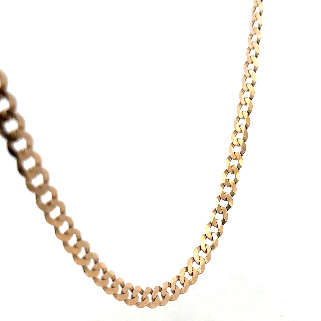 9ct yellow gold curb chain weighing 14.7g, unbranded jewelry accessory with a classic link design.