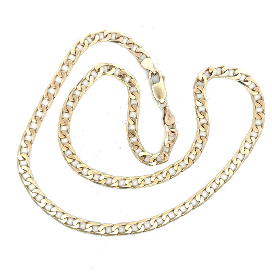 9ct yellow gold curb chain weighing 15.9g, featuring classic link design and polished finish, unbranded jewelry accessory.