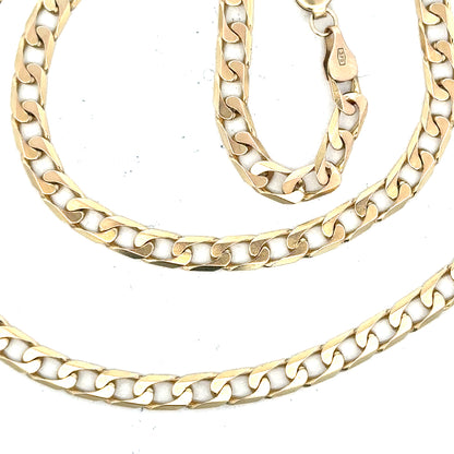 9ct yellow gold curb chain weighing 15.9g, featuring a classic linked design, unbranded jewelry accessory.