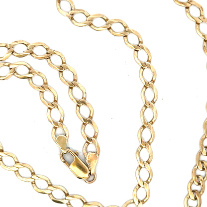 9ct yellow gold curb chain weighing 16.3g, featuring classic linked design, unbranded jewelry accessory.