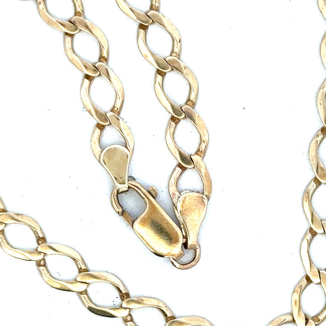9ct yellow gold curb chain weighing 16.3g, featuring classic links, designed by Unbranded, ideal for elegant jewelry styling.