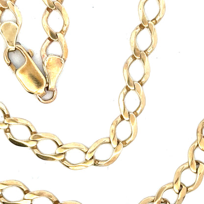 9ct yellow gold curb chain weighing 16.3 grams, featuring classic linked design, unbranded jewelry accessory.