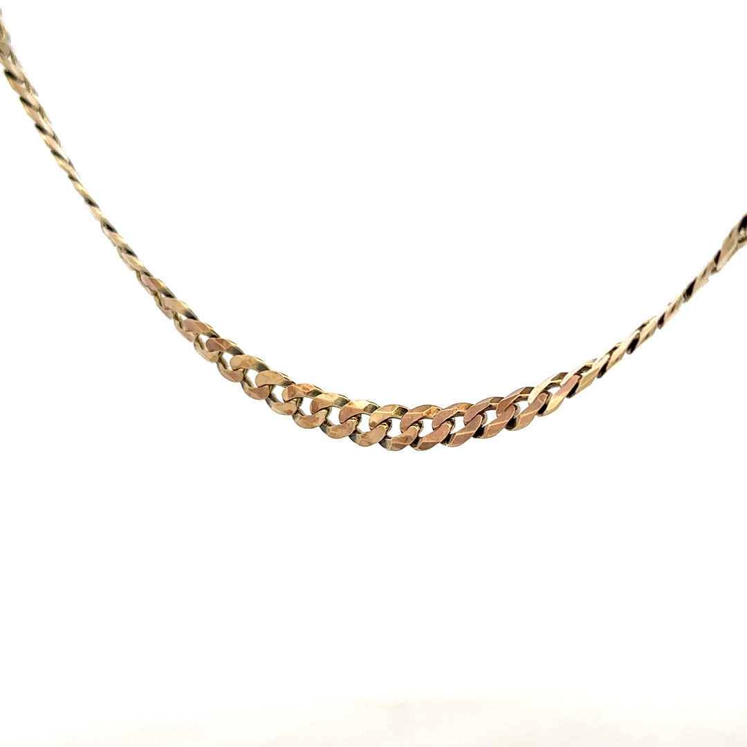 9ct yellow gold curb chain weighing 25.4g, featuring classic linked design, unbranded jewelry accessory.