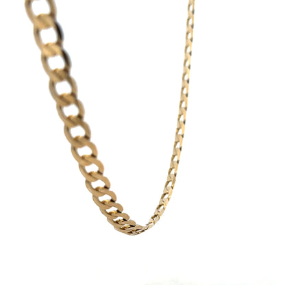 9ct yellow gold curb chain weighing 30.3g, featuring classic linked design, unbranded jewelry accessory.