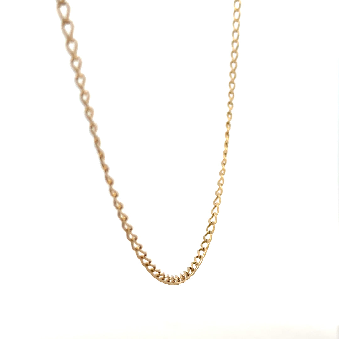 9ct yellow gold curb chain weighing 5.9g, unbranded jewelry necklace with a classic curb link design.