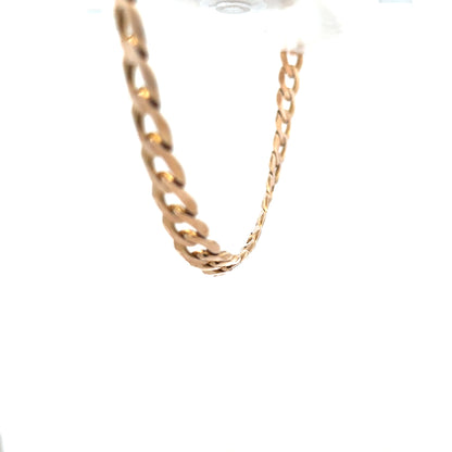 9ct yellow gold curb chain weighing 61.2g, showcasing a classic and sturdy design with detailed links.