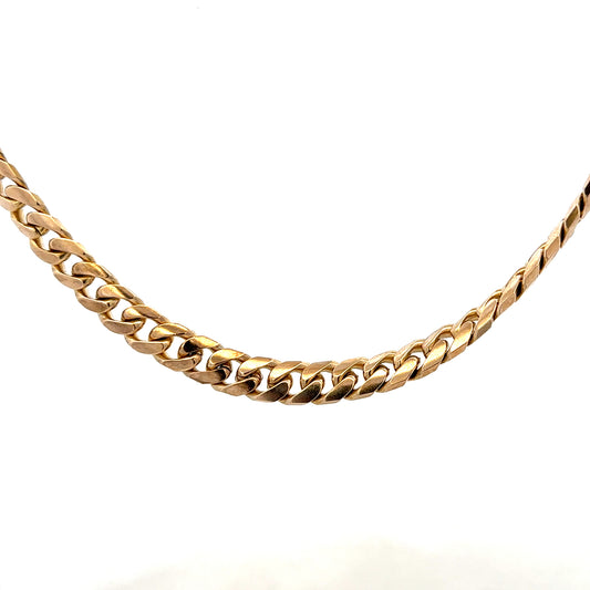 9ct yellow gold curb chain weighing 61.4g, featuring a classic linked design, unbranded jewelry chain for men or women.