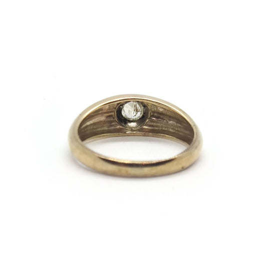 9ct yellow gold diamond ring featuring a sparkling diamond setting, showcasing elegant craftsmanship and classic jewelry design.
