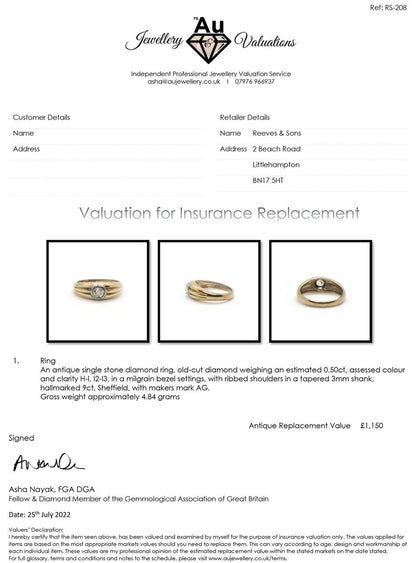 9ct yellow gold diamond ring featuring a sparkling central diamond and a polished band, elegant and timeless jewelry piece.
