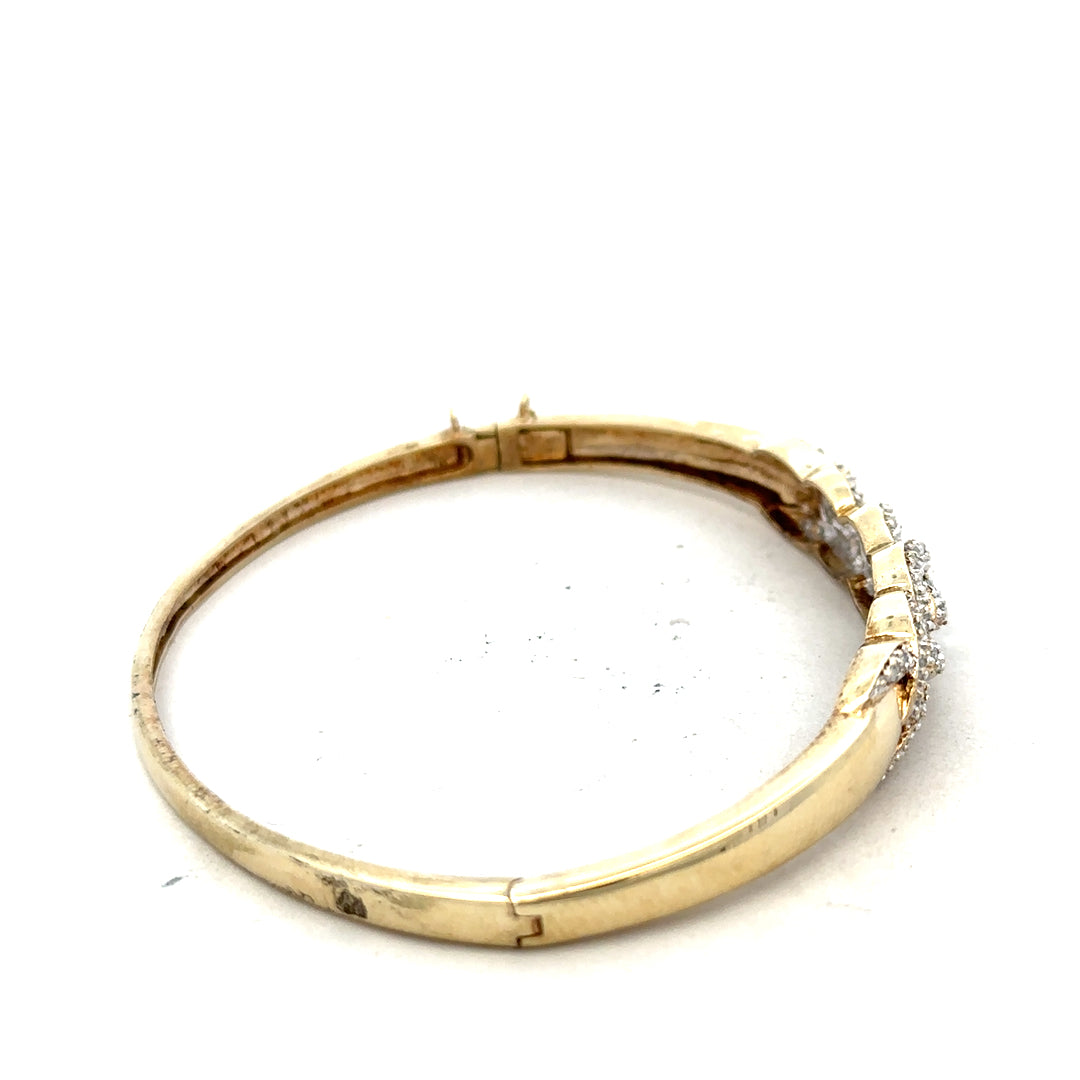 9ct yellow gold diamond bangle with sparkling diamonds, lightweight 10g unbranded jewelry, elegant accessory for special occasions