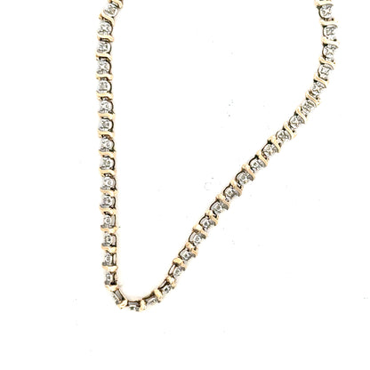 9ct yellow gold diamond bracelet weighing 5g with sparkling diamonds, displayed on a neutral background.