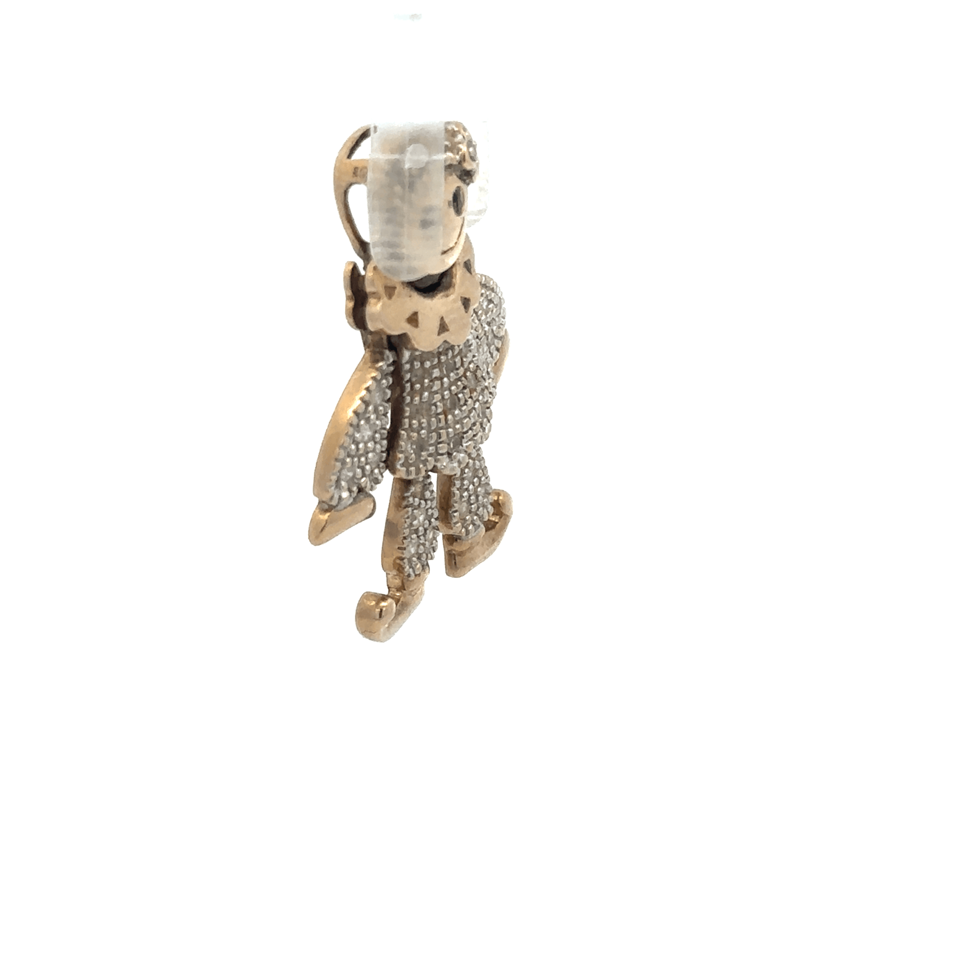 9ct yellow gold diamond clown pendant, showcasing a detailed playful design with sparkling diamonds on a lightweight chain.