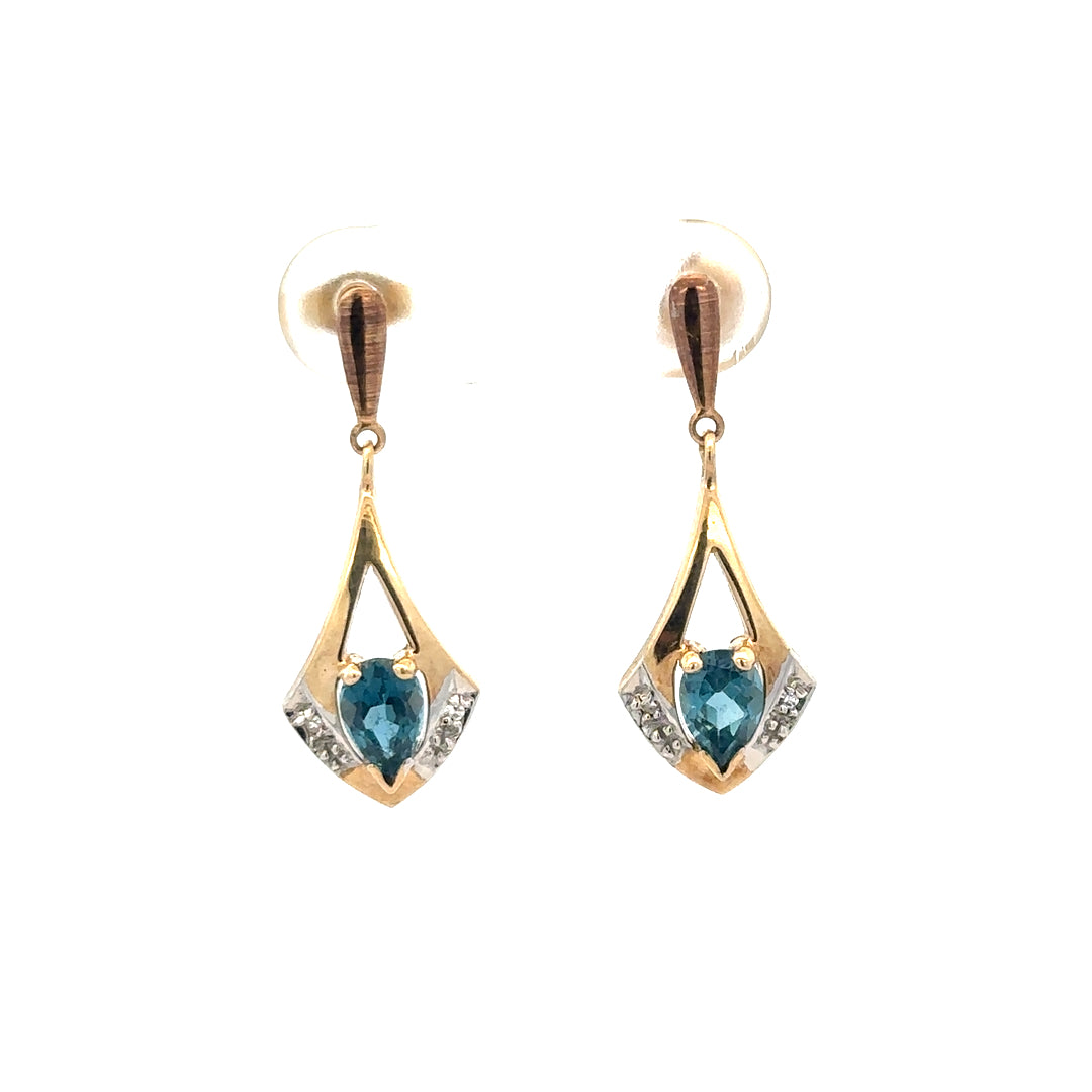9ct yellow gold diamond earrings with a delicate design, weighing 1.6 grams, featuring sparkling diamonds in a classic style.