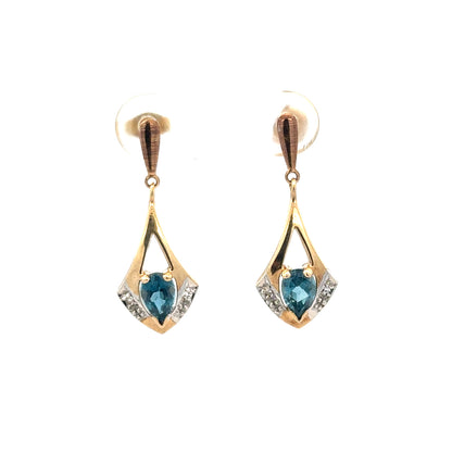 9ct yellow gold diamond earrings with a delicate design, weighing 1.6 grams, featuring sparkling diamonds in a classic style.