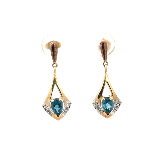 9ct yellow gold diamond earrings with a delicate design, weighing 1.6 grams, featuring sparkling diamonds in a classic style.