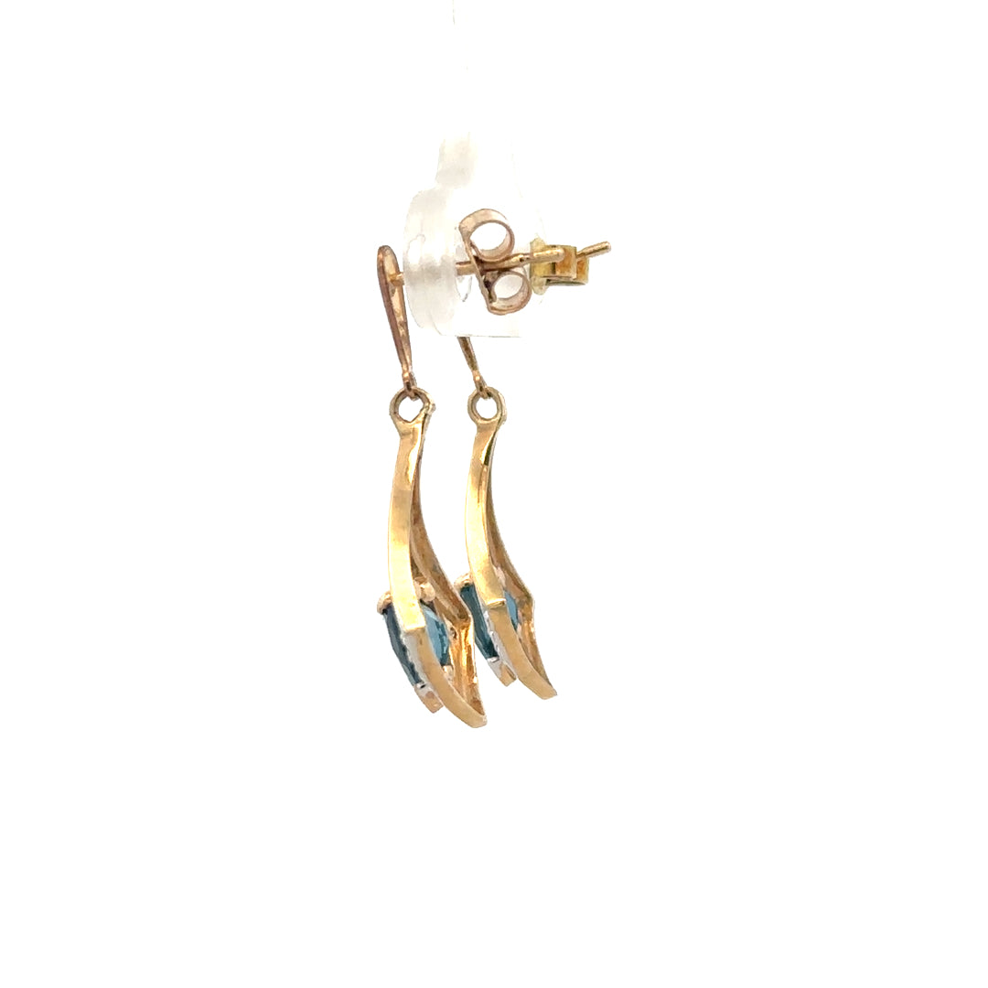 9ct yellow gold diamond earrings with a delicate design, weighing 1.6g, featuring sparkling diamonds on unbranded jewelry.