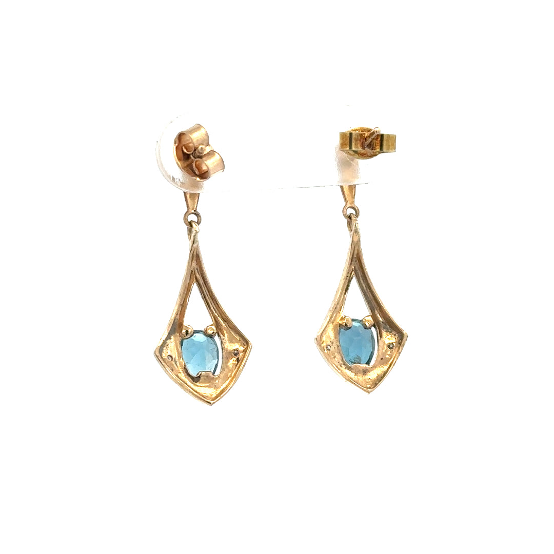 9ct yellow gold diamond earrings with sparkling stones, lightweight 1.6g, elegant jewelry piece on a neutral background.