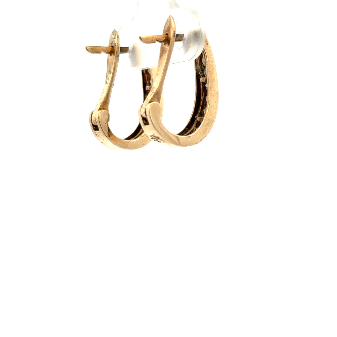 9ct yellow gold diamond earrings with sparkling diamonds, weighing 3.1g, showcasing elegant and classic jewelry design.