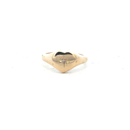 9ct yellow gold diamond ring in size J, featuring a sparkling diamond setting, unbranded, with a sleek and elegant design.