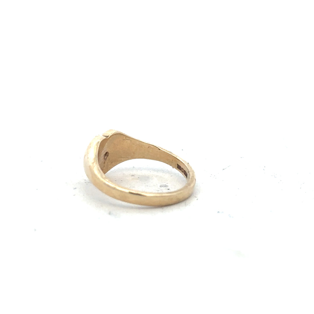 9ct yellow gold diamond ring in size J with sparkling diamonds, showcasing elegant craftsmanship and a classic design.