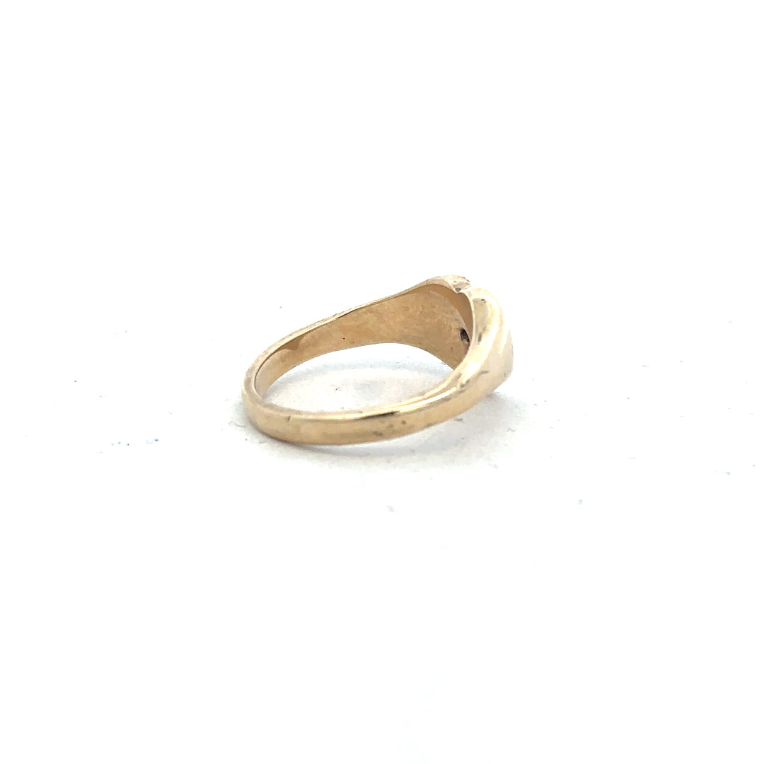 9ct yellow gold diamond ring in size J with sparkling diamonds, unbranded jewelry, close-up view of the elegant ring design