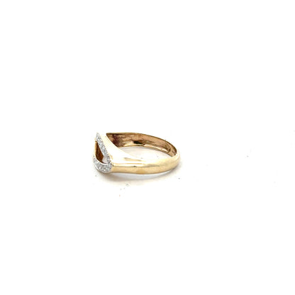 9ct yellow gold diamond ring in size J with sparkling stones, unbranded jewelry, elegant and classic design.