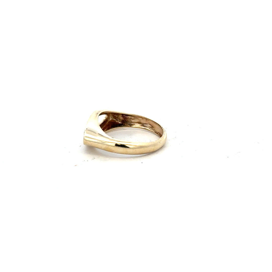 9ct yellow gold diamond ring in size J with sparkling diamonds, unbranded jewelry piece showcasing elegant craftsmanship.