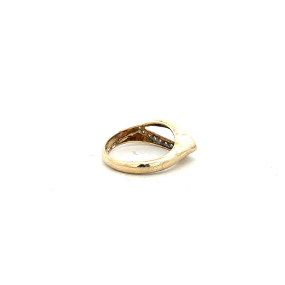 9ct yellow gold diamond ring in size J with sparkling diamonds, showcasing elegant jewelry craftsmanship.