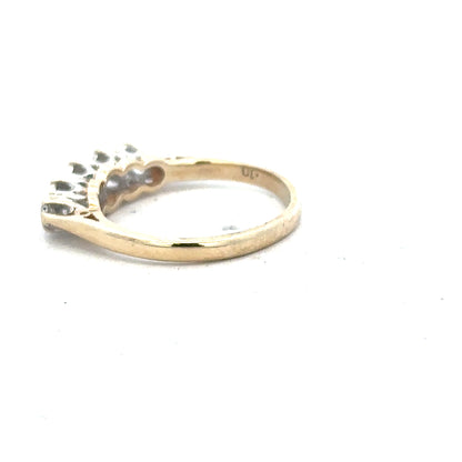 9ct yellow gold diamond ring in size J with sparkling diamonds, featuring a classic and elegant design.