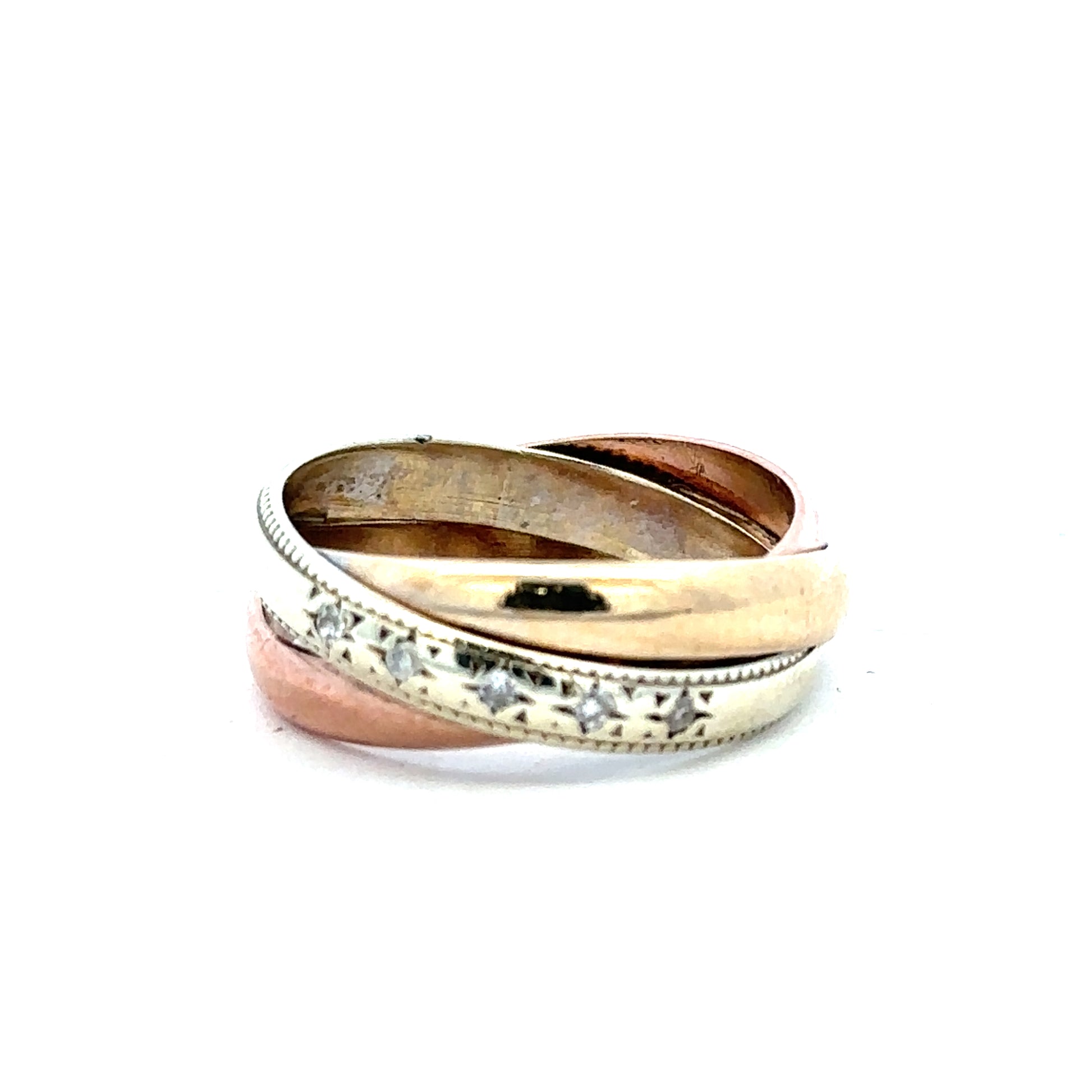 9ct yellow gold diamond ring in size K, featuring a sparkling diamond centerpiece, unbranded jewelry displayed against a neutral background.