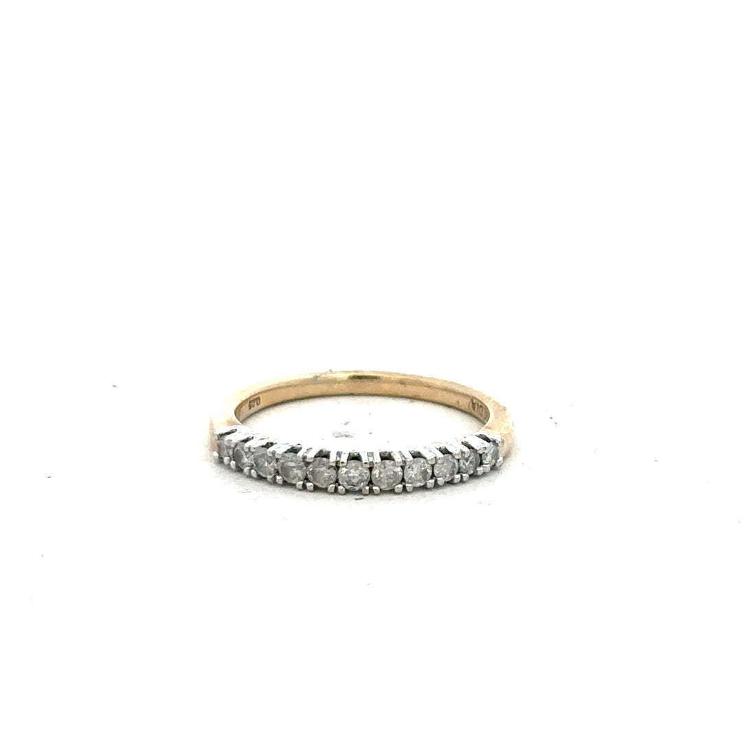 9ct yellow gold diamond ring size K with sparkling diamonds, showcasing a stylish and elegant jewelry piece.
