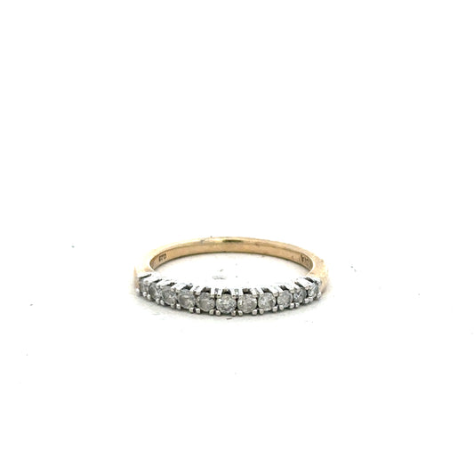 9ct yellow gold diamond ring size K with sparkling diamonds, showcasing a stylish and elegant jewelry piece.
