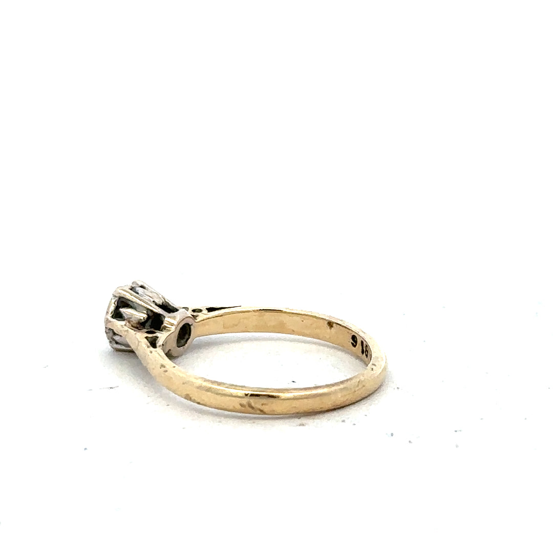 9ct yellow gold diamond ring in size K with sparkling diamonds, showcasing elegant craftsmanship and a classic design.