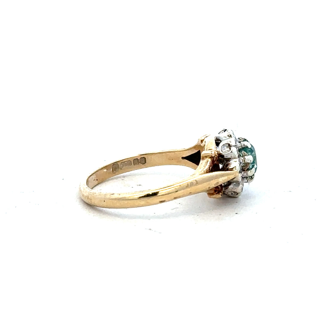 9ct yellow gold diamond ring in size K with sparkling diamonds, unbranded jewelry displayed against a neutral background.
