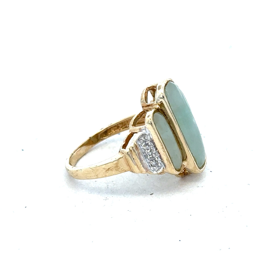 9ct yellow gold diamond ring size K with sparkling diamonds, unbranded jewelry piece displayed on a white background.