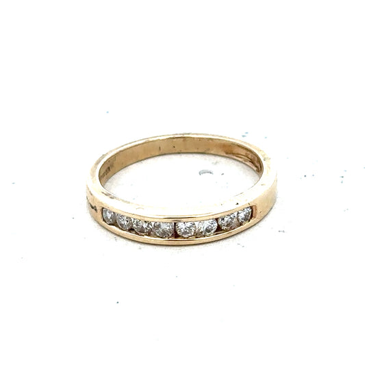 9ct yellow gold diamond ring size K1/2, featuring a sparkling diamond set in a classic band.