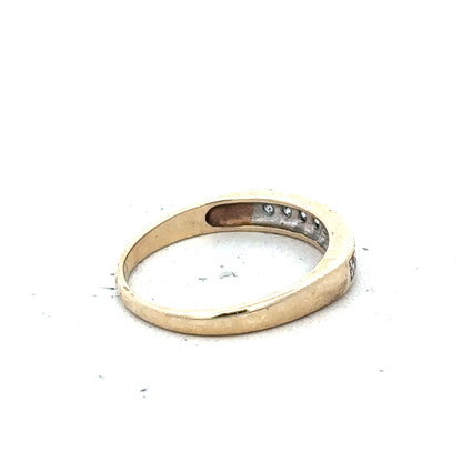 9ct yellow gold diamond ring in size K1/2 with sparkling diamonds, crafted by Unbranded.