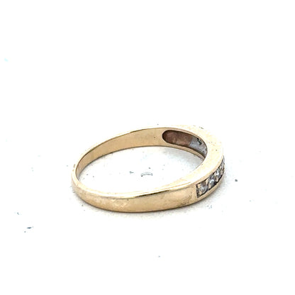 9ct yellow gold diamond ring in size K 1/2, featuring a sparkling diamond setting, unbranded jewelry piece.