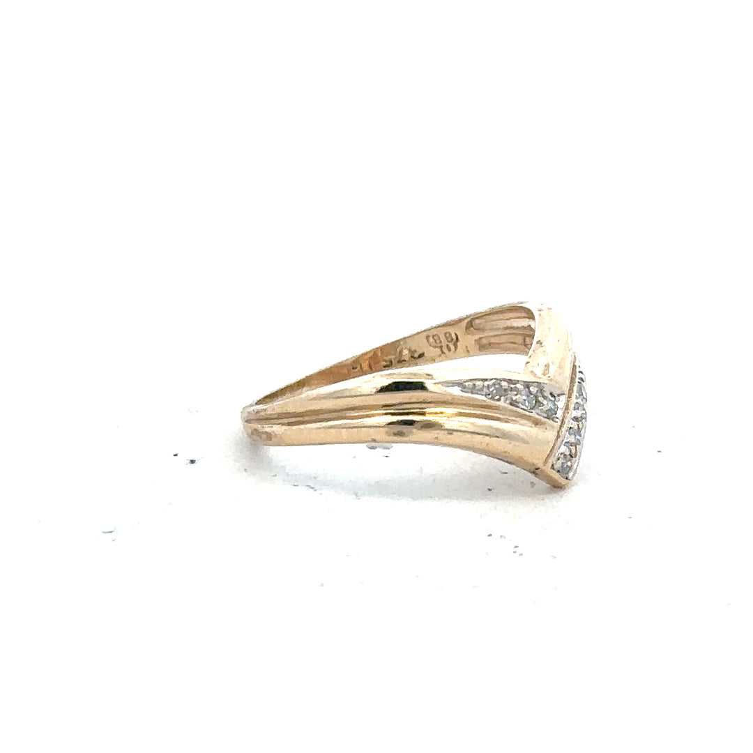 9ct yellow gold diamond ring in size L with sparkling diamonds, showcasing a classic and elegant jewelry design.