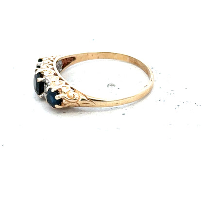 9ct yellow gold diamond ring in size M with sparkling diamonds, showcasing elegant jewelry design.