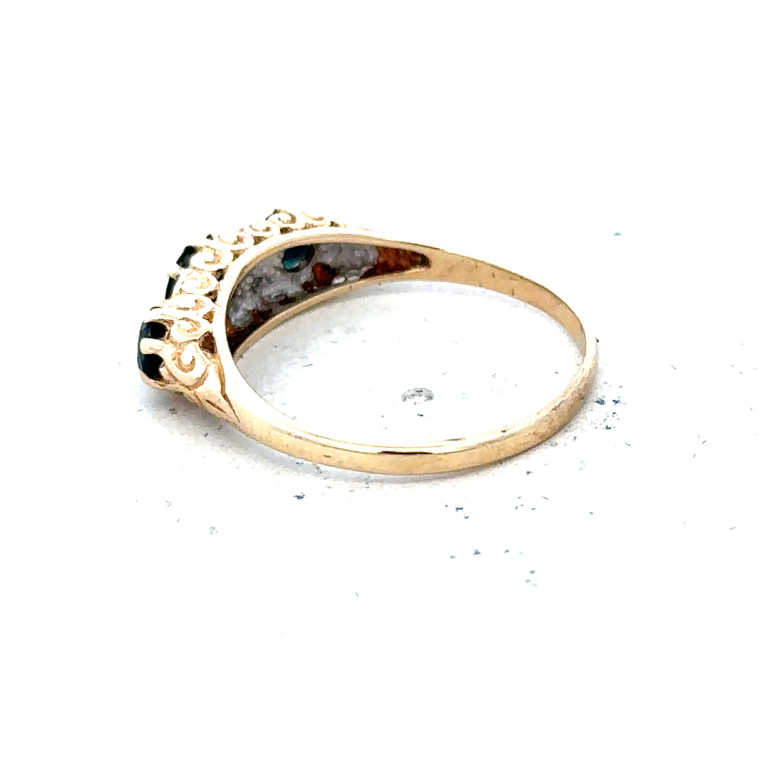 9ct yellow gold diamond ring in size M with sparkling diamonds, showcasing elegant jewelry design.