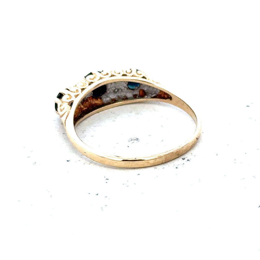 9ct yellow gold diamond ring in size M featuring a sparkling diamond, displayed on a neutral background.