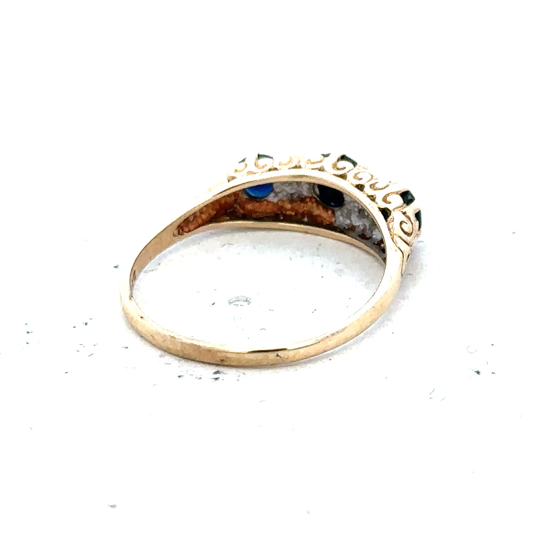 9ct yellow gold diamond ring in size M featuring a sparkling central diamond and intricate band design.