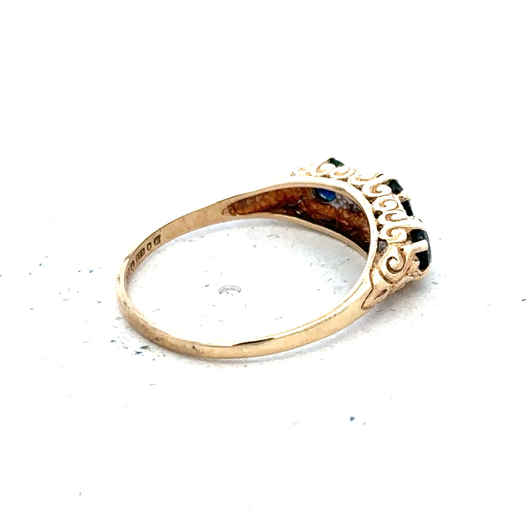 9ct yellow gold diamond ring in size M with a polished band and sparkling diamond centerpiece, unbranded jewelry.