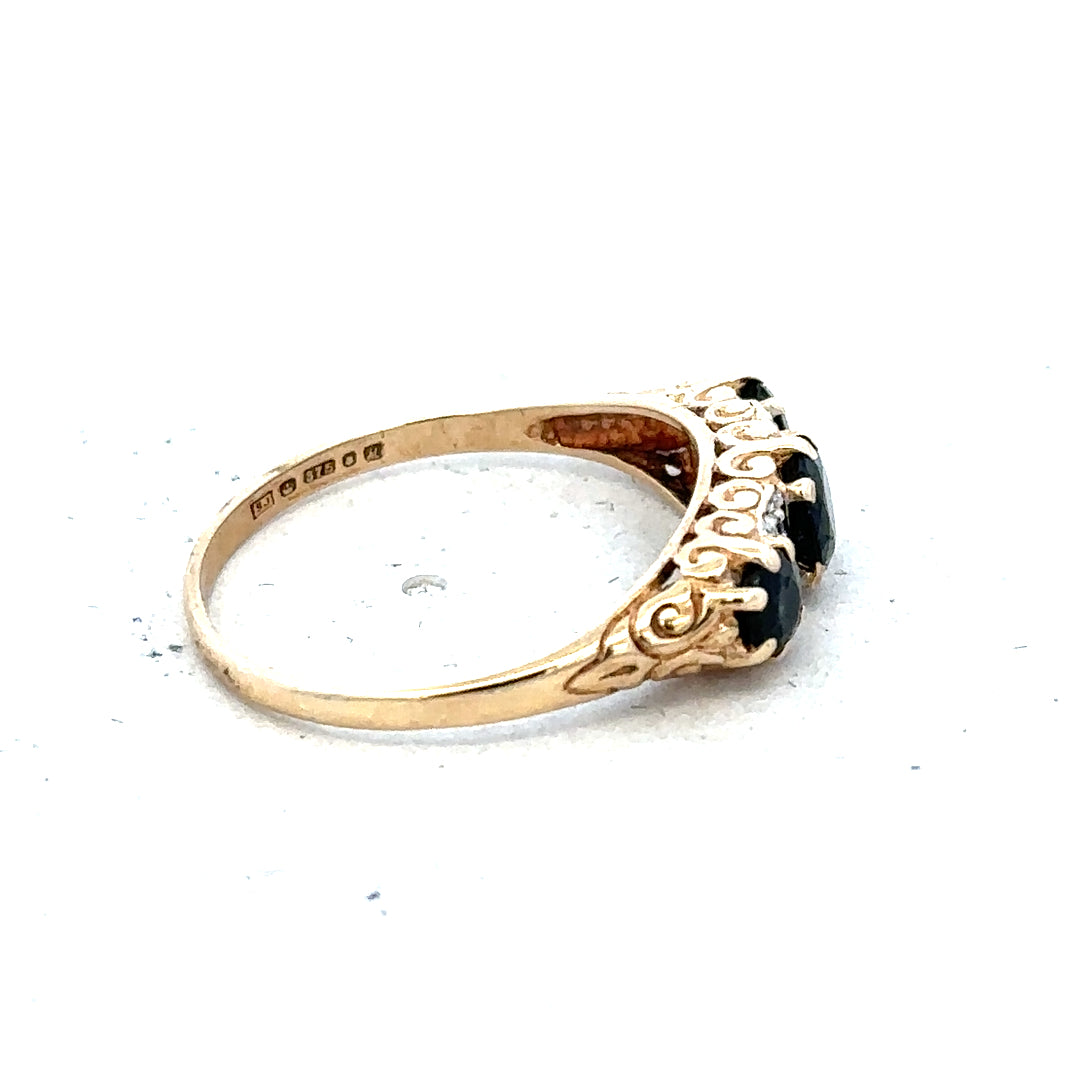 9ct yellow gold diamond ring in size M with sparkling diamonds, showcasing elegant craftsmanship and classic design.