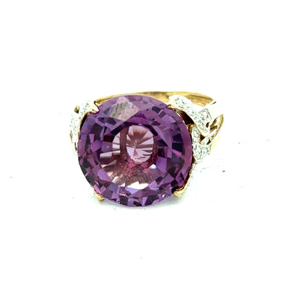 9ct yellow gold diamond ring in size M with sparkling diamonds, unbranded, showcasing an elegant jewelry design.