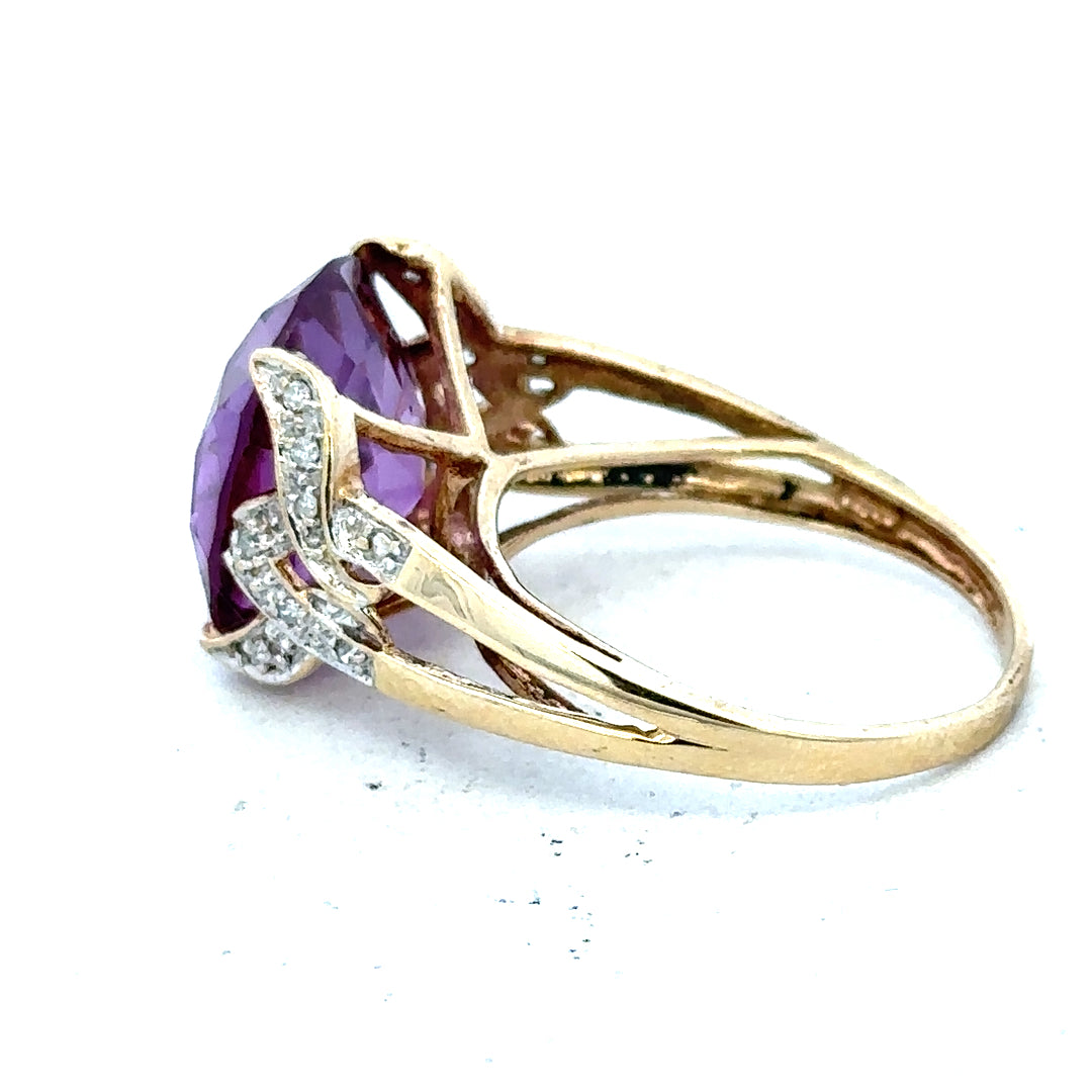 9ct yellow gold diamond ring in size M, featuring a sparkling diamond setting on a sleek, unbranded band.